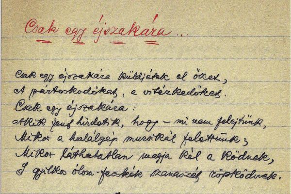 Gyóni Géza „ Csak egy éjszakára…” című költeménye