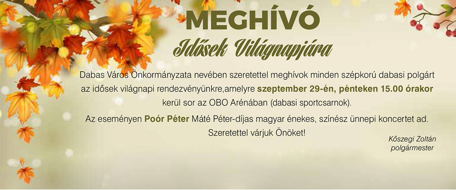 MEGHÍVÓ Idősek Világnapjára