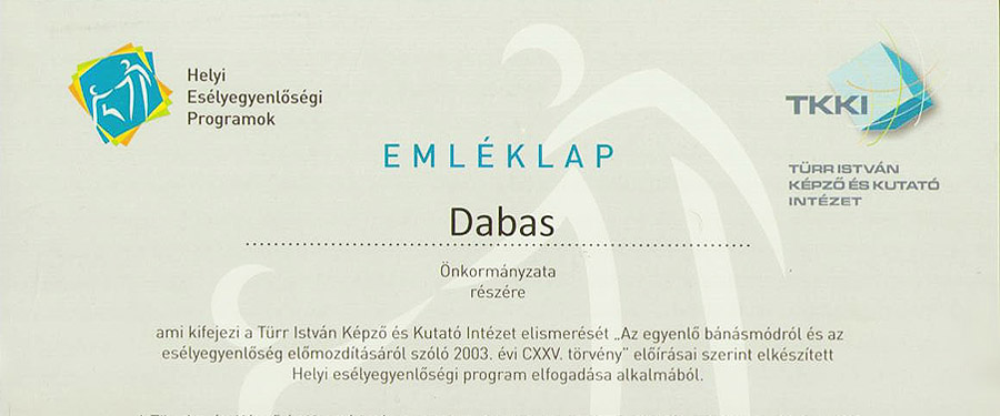 TÜRR ISTVÁN KÉPZŐ ÉS KUTATÓ INTÉZET elismerő tanúsítványa