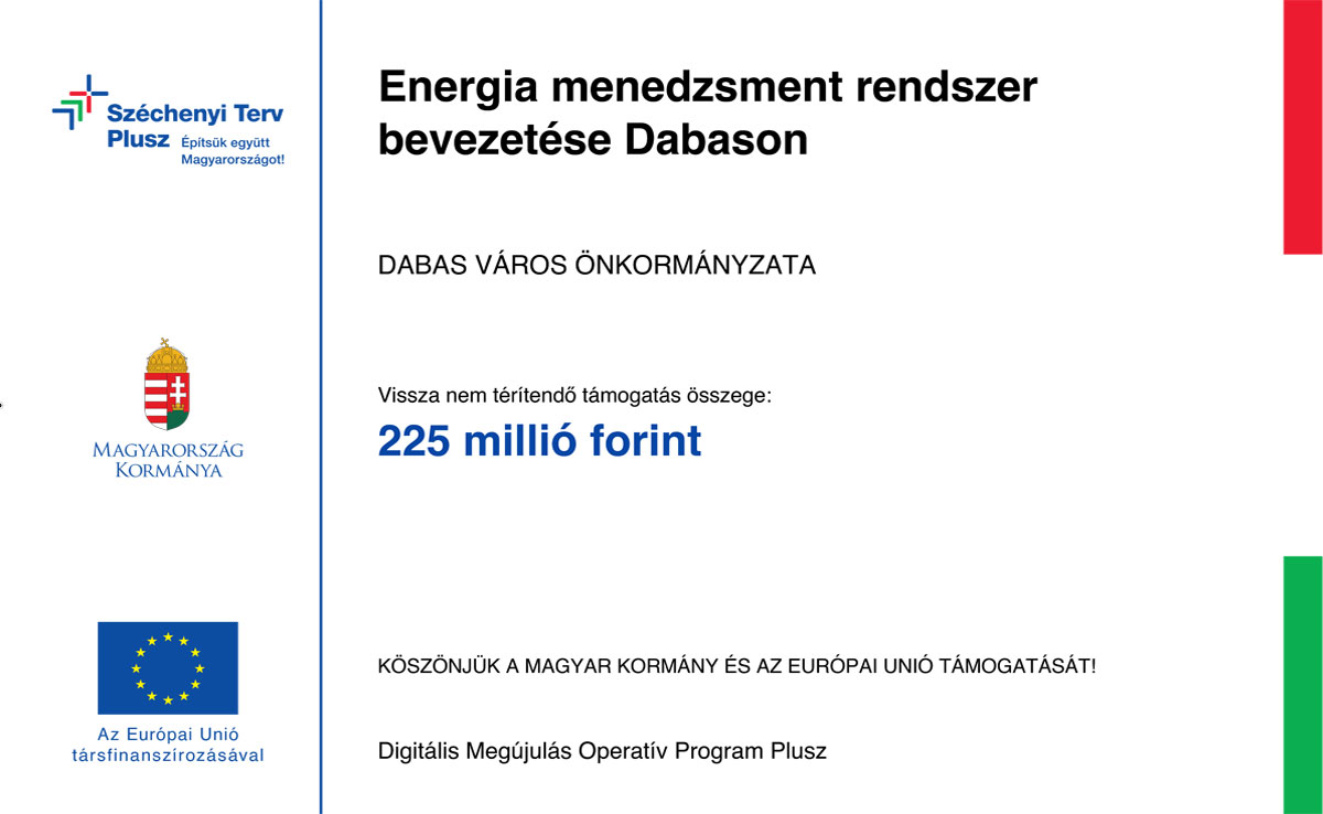 Energia menedzsment rendszer bevezetése Dabason